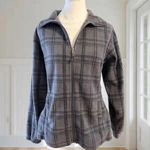 10,000 FT ABOVE SEA LEVEL Women's Gray Plaid Full Zip Fleece Jacket L Pockets